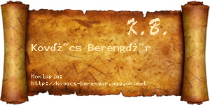 Kovács Berengár névjegykártya